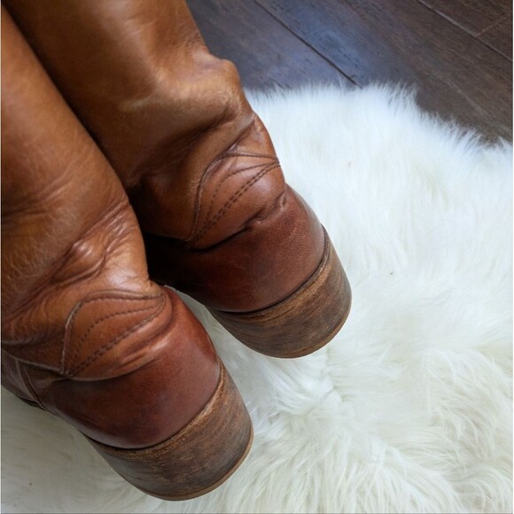 FRYE Men’s Campus Boots rustic square toe tall saddle brown leather (2950) 12 - Picture 7 of 12